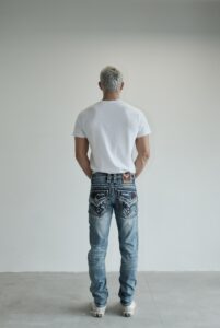 004_Quần Jeans Cricket xanh Thêu Hình Thoi