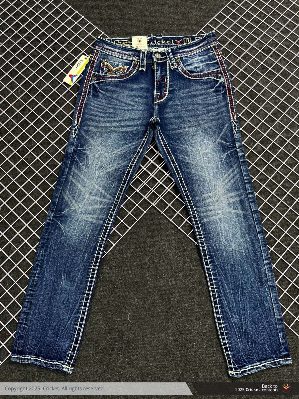 Quần Jean dài xanh trắng